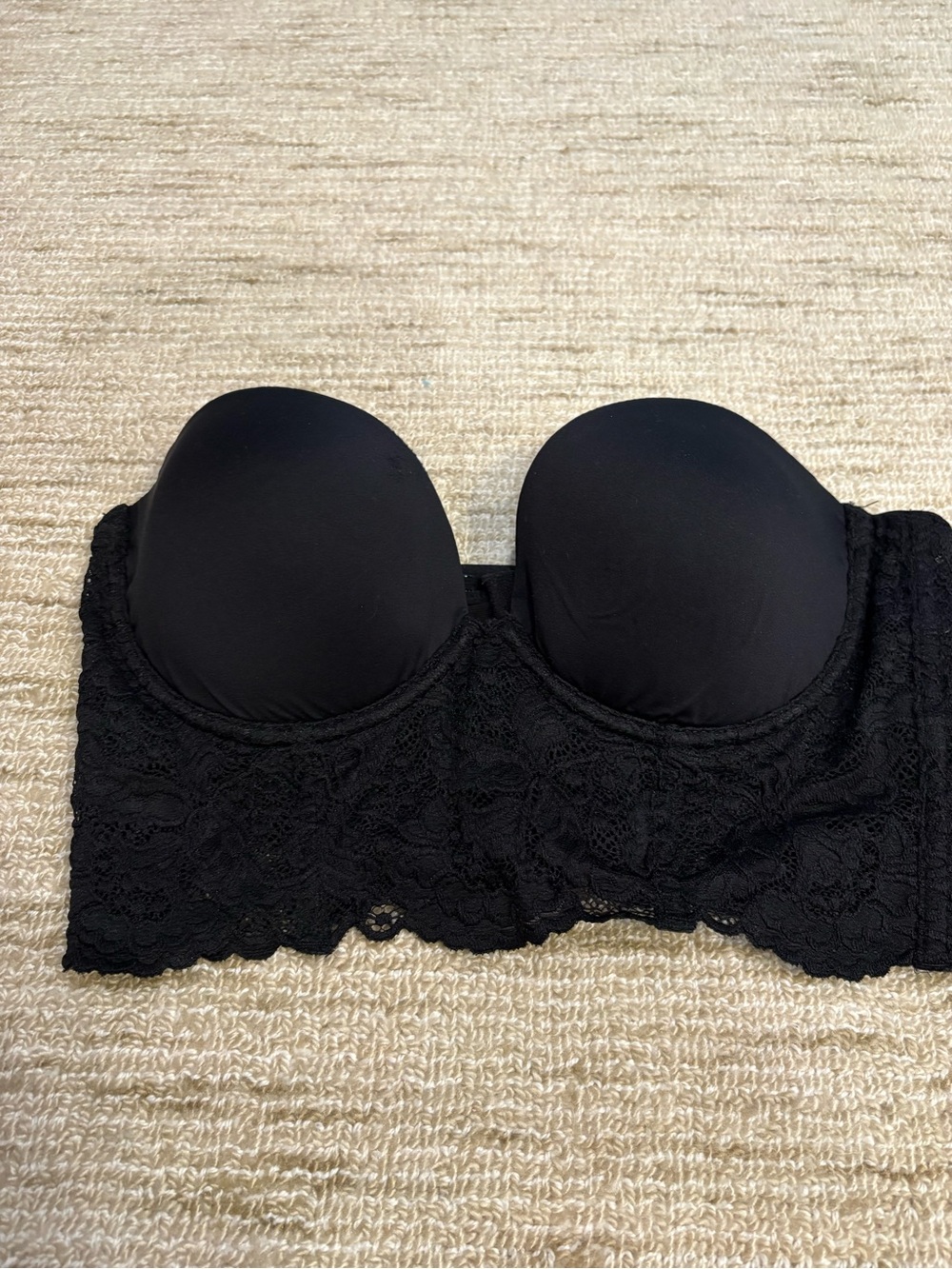 Cosabella Black Strapless Longline Lace Bra